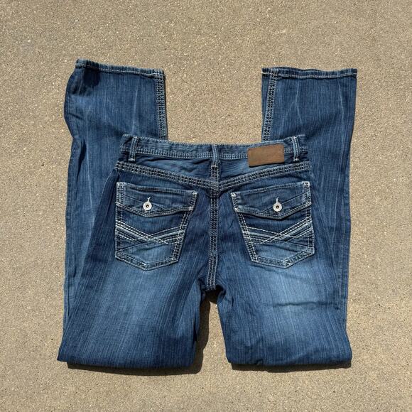 Buckle BKE Tyler 32L Straight Leg Blue Jeans Faux Flap Pocket Style PLM23020 - Picture 1 of 9